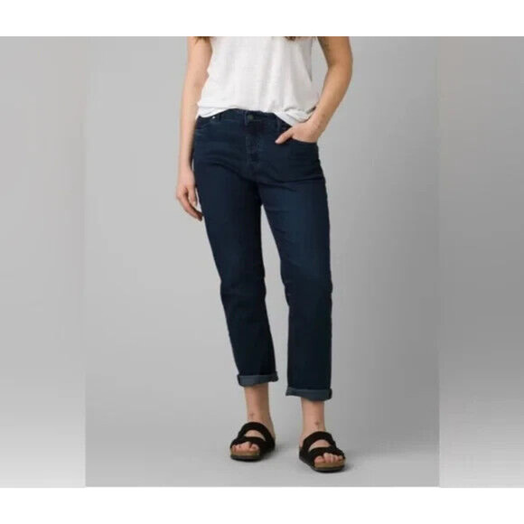 PrAna Jeans Women's Size 6/28 Boyfriend Stretch Blue Medium Wash Pockets NEW - Picture 1 of 8
